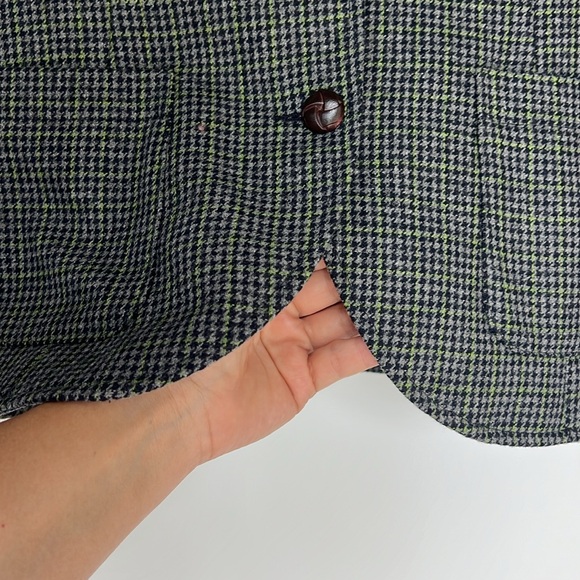 Wool blend blazer size EU38 grey green padded elbow NWOT pockets front lined - Picture 6 of 17